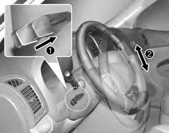 Pour modifier l'inclinaison du volant, tirer