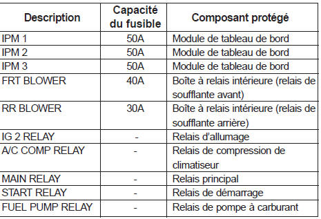 Compartiment moteur (fusible principal)