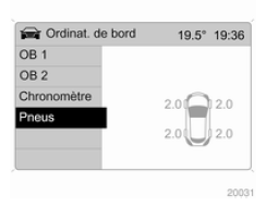 Opel Zafira. Système de surveillance de la pression des pneus