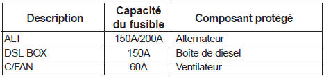 Compartiment moteur (fusible principal)