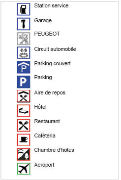 Peugeot Expert Tepee. Liste des principaux points d'intérêts (poi)